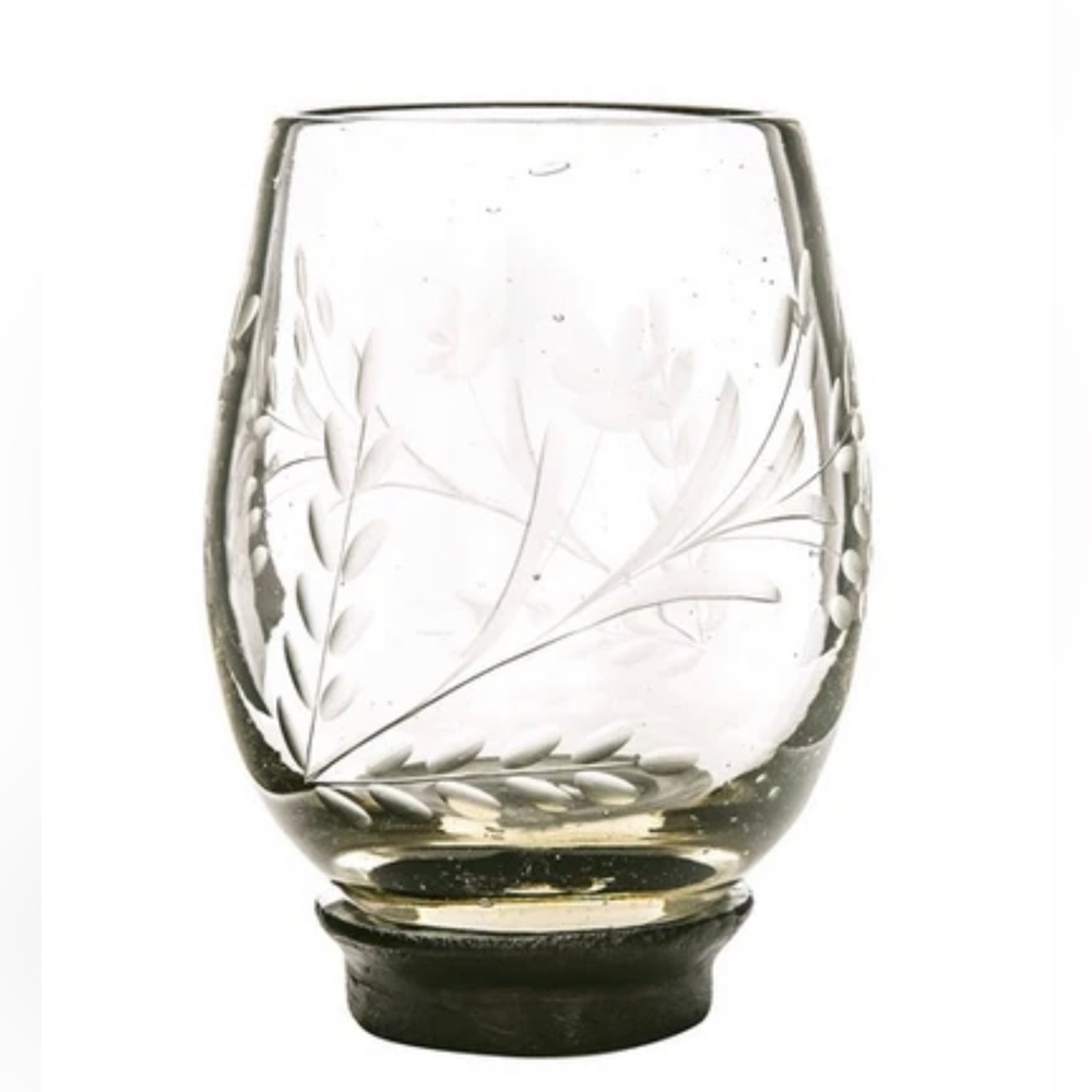Clear Etched Glass Vase